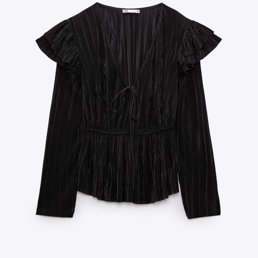 ZARA RUFFLED PLEATED BLOUSE. - Picture 2 of 4